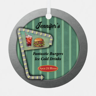 Fun Retro Diner LED Sign Metal Tree Decoration