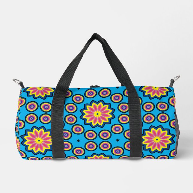Fun Retro Flower Power  Duffle Bag (Front)