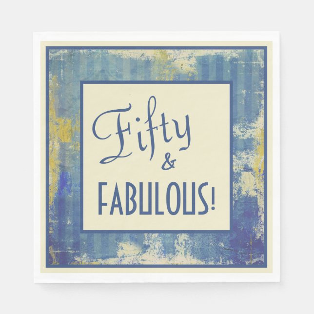 Fun Retro Framed Fifty & FABULOUS! 50th Birthday Napkin (Front)