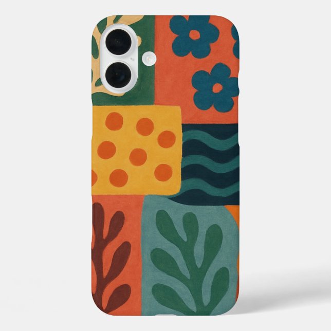 Fun Retro Garden Collage Pattern Motif Case-Mate iPhone Case (Back)