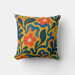 Fun Retro Garden Collage Pattern Motif Cushion
