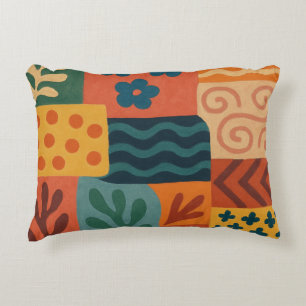 Fun Retro Garden Collage Pattern Motif Decorative Cushion