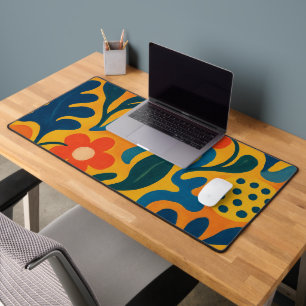 Fun Retro Garden Collage Pattern Motif Desk Mat