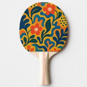 Fun Retro Garden Collage Pattern Motif Ping Pong Paddle