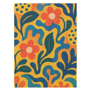 Fun Retro Garden Collage Pattern Motif Tablecloth