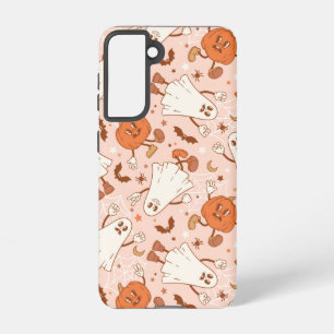 Fun Retro Ghost & Jack-O-Lantern Pattern Samsung Galaxy Case