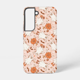 Fun Retro Ghost & Jack-O-Lantern Pattern Samsung Galaxy Case