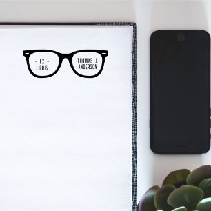 Fun Retro Glasses Custom Name Ex Libris Library Self-inking Stamp
