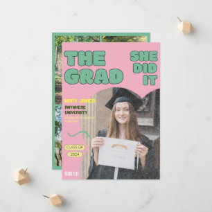 Fun Retro Graduate Photo Magazine Cover Announcement