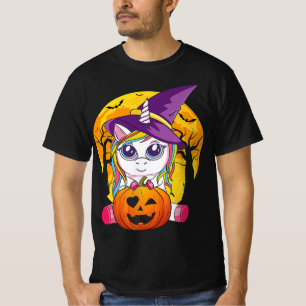 Fun Retro Halloween Gifts Cute Witchy Unicorn Girl T-Shirt