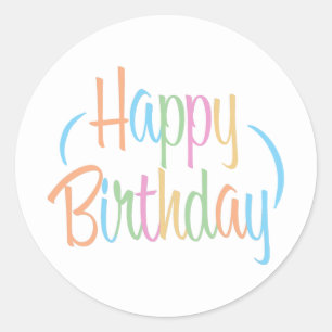 Fun Retro Happy Birthday Classic Round Sticker
