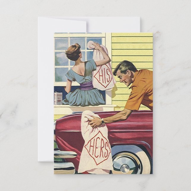 Fun Retro His & Hers Couple's Shower Invitations (Front)