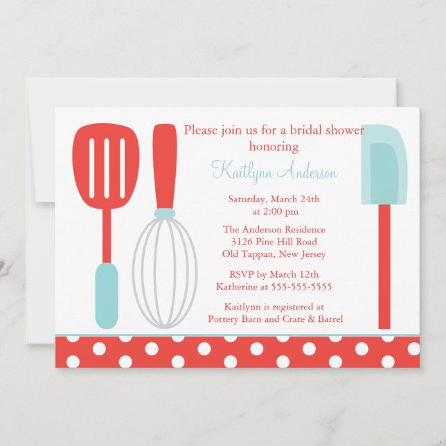 Fun Retro Kitchen Bridal Shower Invitation (Front)