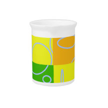 Fun Retro Loops Yellow Green Porcelain Pitcher