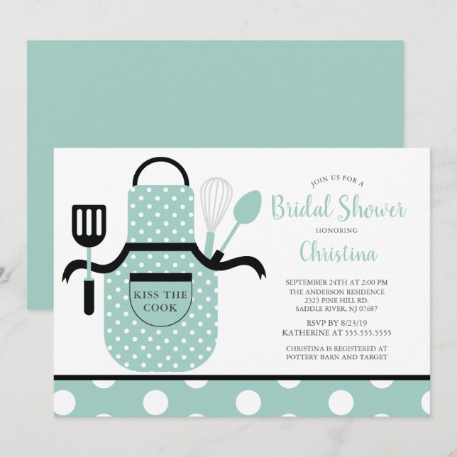 Fun Retro Mint Kitchen Bridal Shower Invitation (Front/Back)