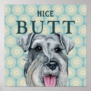 Fun Retro Mittelschnauzer Bathroom Wallpaper Joke Poster