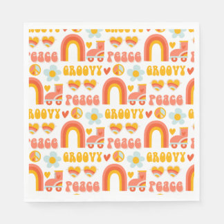 Fun retro Modern hippie sayings and rainbow Napkin
