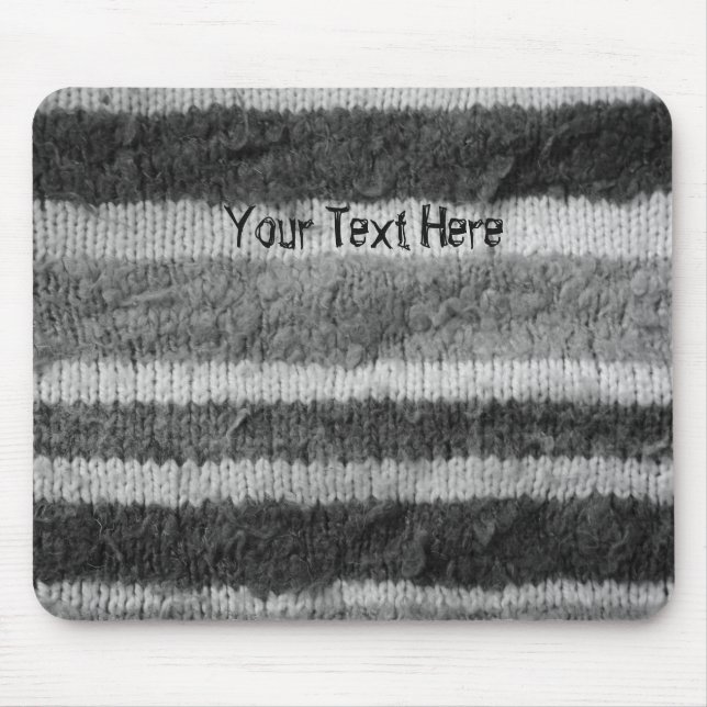 fun retro pattern black and white knitted stripes mouse mat (Front)