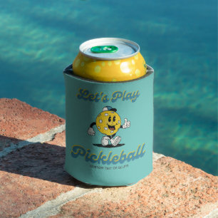 Fun Retro Pickleball Cartoon Mascot Personalised  Can Cooler