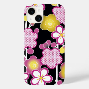 Fun Retro Pink and Yellow Flowers Floral Pattern Case-Mate iPhone 14 Case