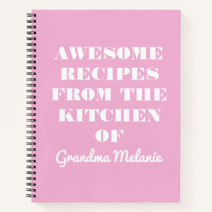 Fun Retro Pink Typography Grandma Recipe Notebook