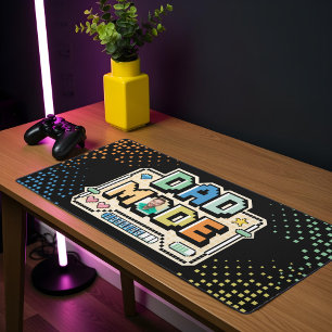Fun Retro Pixel Level Up Dad Gamer Player  Desk Mat