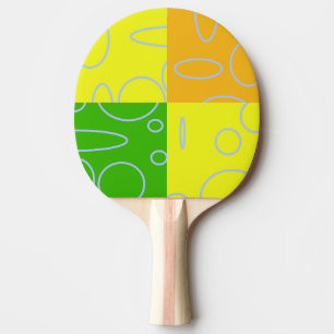 Fun Retro Quad Circles Loops Yellow Green Orange Ping Pong Paddle