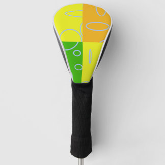 Fun Retro Quad Yellow Green Orange Geometric Golf Head Cover