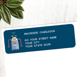 Fun Retro Robot Return Address