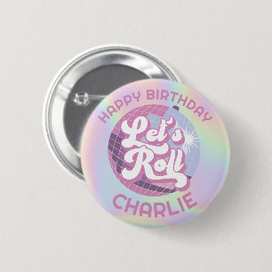 Fun Retro Roller Skating Girls Birthday Favors 6 Cm Round Badge