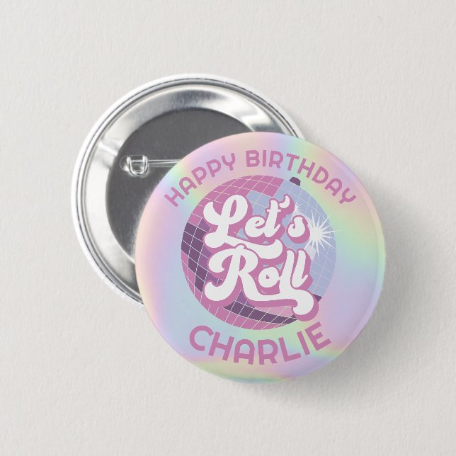 Fun Retro Roller Skating Girls Birthday Favours 6 Cm Round Badge (Front & Back)