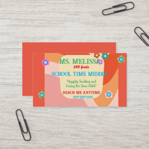 Fun Retro School Teacher Style Design Business Card
