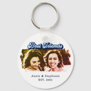 Fun Retro Style Bestie Photo Key Ring