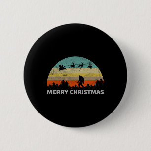 Fun Retro Style Big Foot Merry Christmas Yeti 6 Cm Round Badge