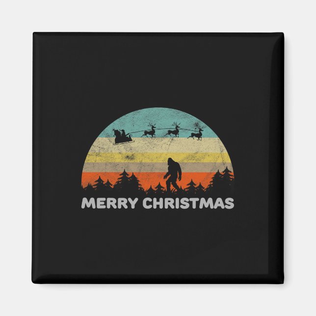 Fun Retro Style Big Foot Merry Christmas Yeti  Magnet (Front)