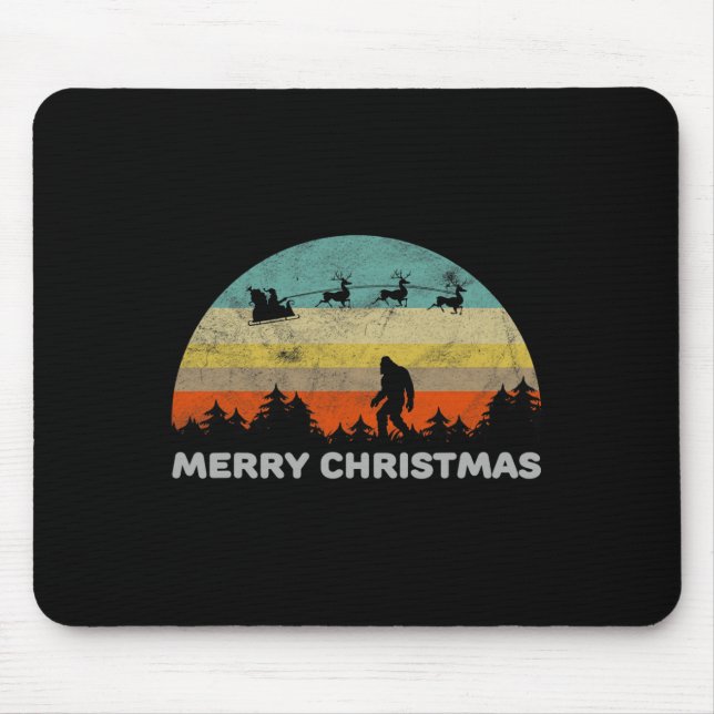 Fun Retro Style Big Foot Merry Christmas Yeti  Mouse Mat (Front)