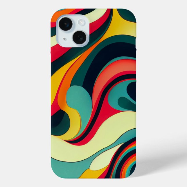 Fun Retro Swirl iPhone 15 Plus Case. Case-Mate iPhone Case (Back)