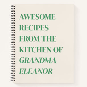 Fun Retro Typography Kelly Green Grandma Recipe Notebook