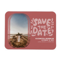 Fun Retro Typography Photo Wedding Save the Date