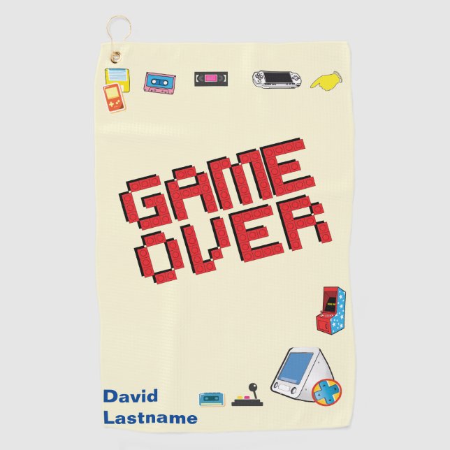 Fun Retro Video Gamer 🎮 Nerd Golf Towel (Front)