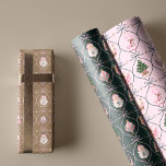 Fun Retro Vintage Christmas Pink Ribbon Watercolor Wrapping Paper Sheet<br><div class="desc">Embrace the festive spirit with our fun retro vintage Christmas pink ribbon watercolor holiday Christmas wrapping paper sheets in pink, dark forest green, and golden colour. This delightful wrapping paper showcases a collection of our handpainted charming retro-style watercolor Christmas illustrations, including a typewriter, ornaments, Santa, reindeer, and a Christmas tree,...</div>