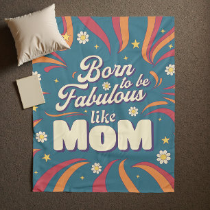 Fun Retro Vintage Psychedelic Mum Quote Typography Fleece Blanket