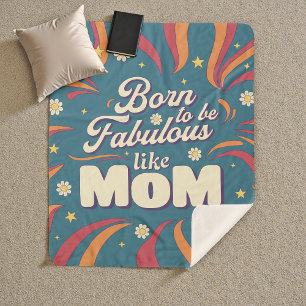 Fun Retro Vintage Psychedelic Mum Quote Typography Sherpa Blanket