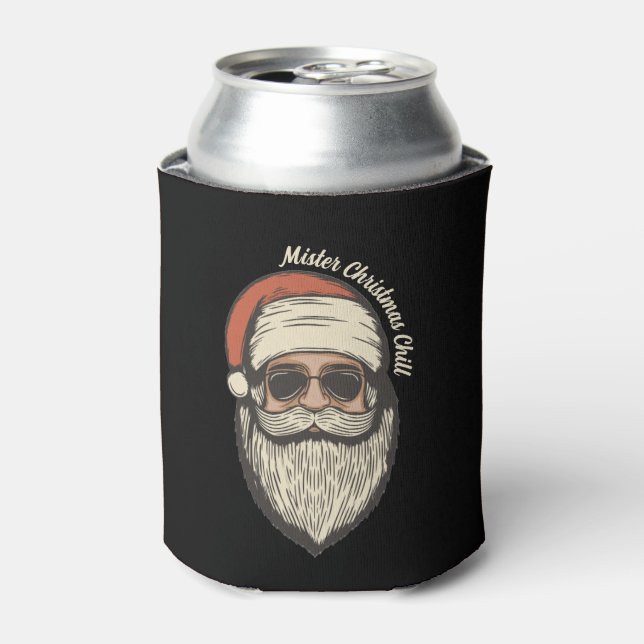 Fun Retro Vintage Sunglasses Santa Holiday Can Cooler (Can Front)