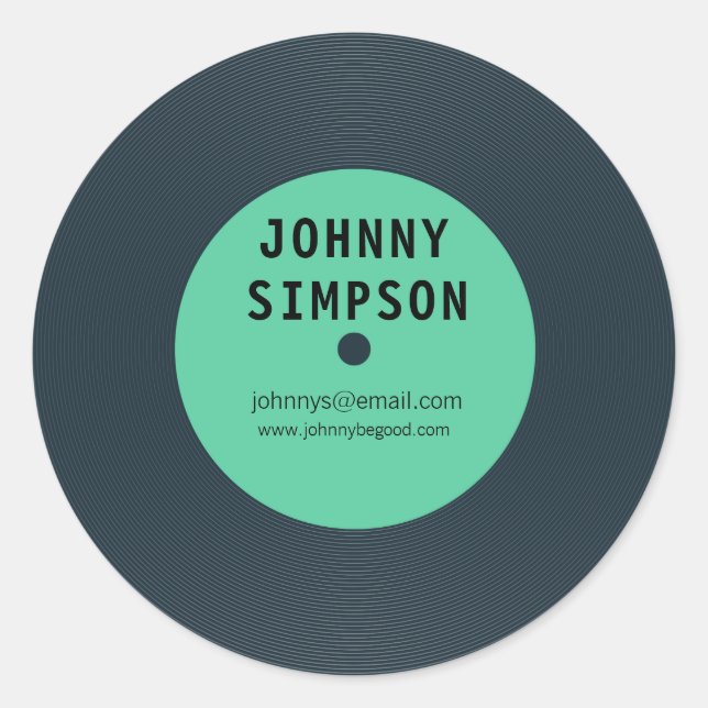 Fun Retro Vinyl LP Record Text Template Sticker (Front)