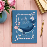 Fun Retro Wavy Blue Whale Pink Gum Bubbles  Planner<br><div class="desc">Make planning fun and stylish with our fun & playful retro bubble whale planner! This unique design features our hand-drawn whale-blowing pink gum bubbles, surrounded by retro-inspired wave lines and delicate floral accents. The whimsical, wavy border adds a touch of nostalgia, while the motivational quote, "Stay Calm and Bubble On!",...</div>
