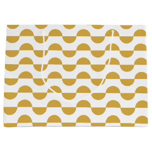 Fun Retro Wavy Semi Circle Yellow Large Gift Bag