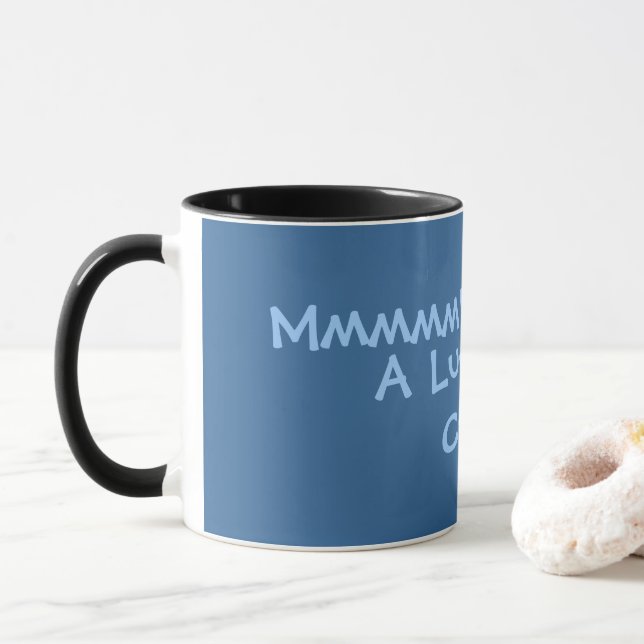 fun rhyming slang coffee and tea drinking slogan mug (With Donut)