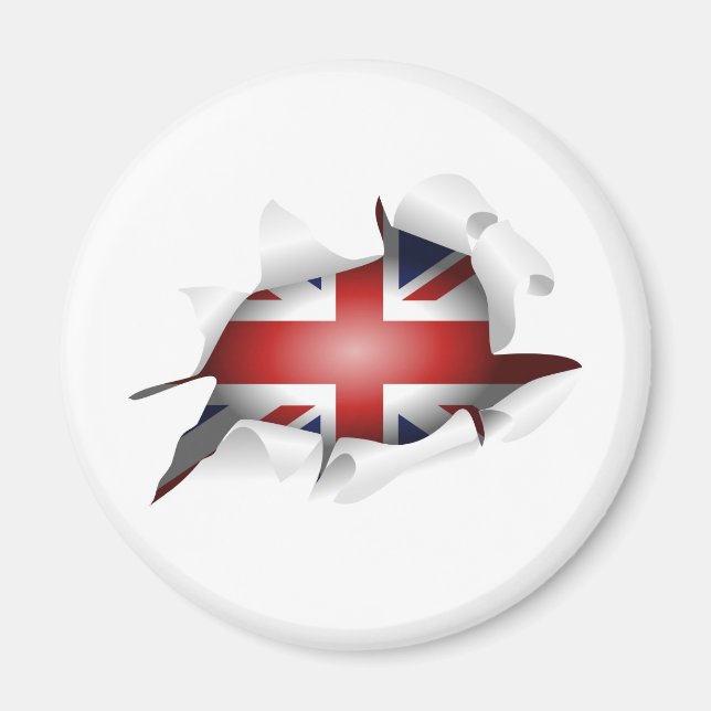 Fun Ripped Hole With Union jack Flag Magnet (Front)
