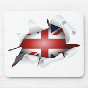 Fun Ripped Hole With Union jack Flag Mouse Mat